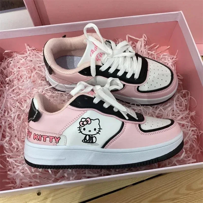 Sanrio Kawaii кроссовки Hello Kitty с героями мультфильмов модные белые туфли на плоской