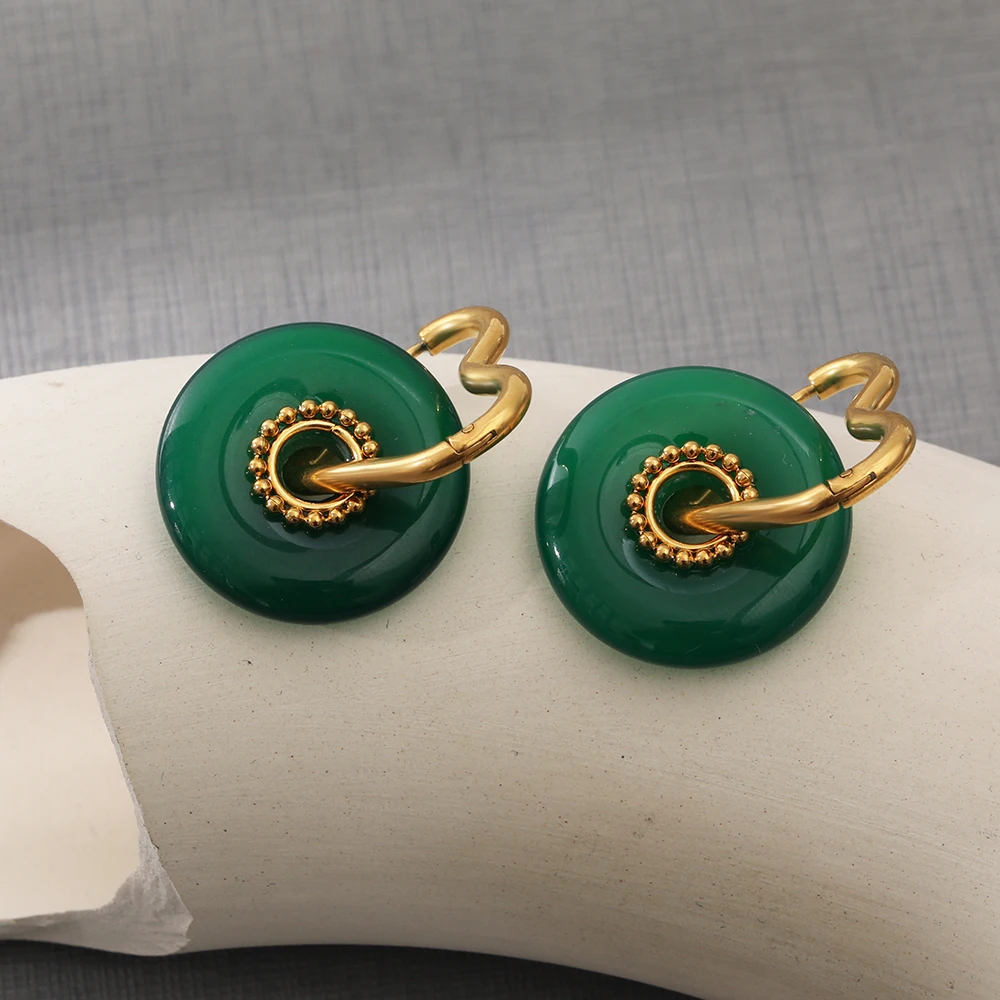 Fashionable Temperament Girl Natural Stone Stainless Steel Earrings Waterproof And Anti-Fading 18K Real Gold Plated Jewelry
Fashionable Temperament Girl Natural Stone Stainless Steel Earrings Waterproof And Anti-Fading 18K Real Gold Plated Jewelry