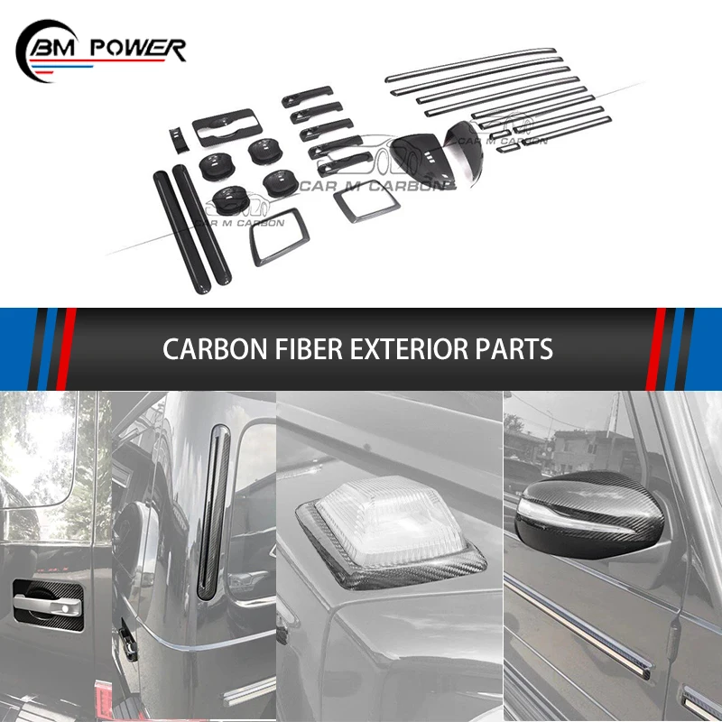 G Class W463a W464 G500 G350 G63 Carbon Fiber Side Molding Trims Truning Lights Cover Handle covers Side Mirror Covers C-pillar
G Class W463a W464 G500 G350 G63 Carbon Fiber Side Molding Trims Truning Lights Cover Handle covers Side Mirror Covers C-pillar