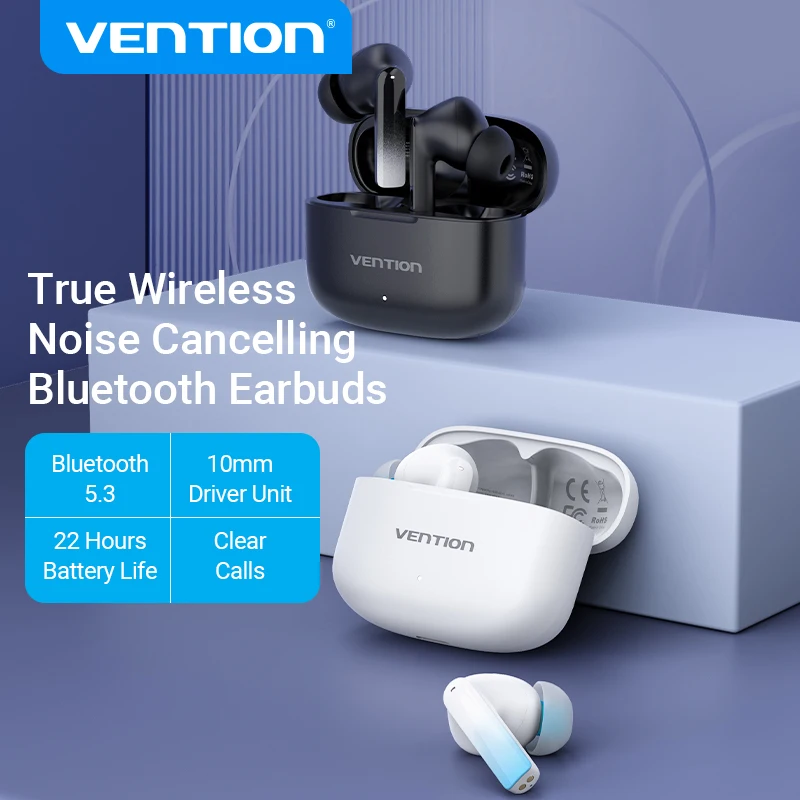 

Vention TWS True Wireless Earphones Bluetooth 5.3 with ENC Noise Cancelling HD Call Mic Touch Headphone Waterproof Earbuds