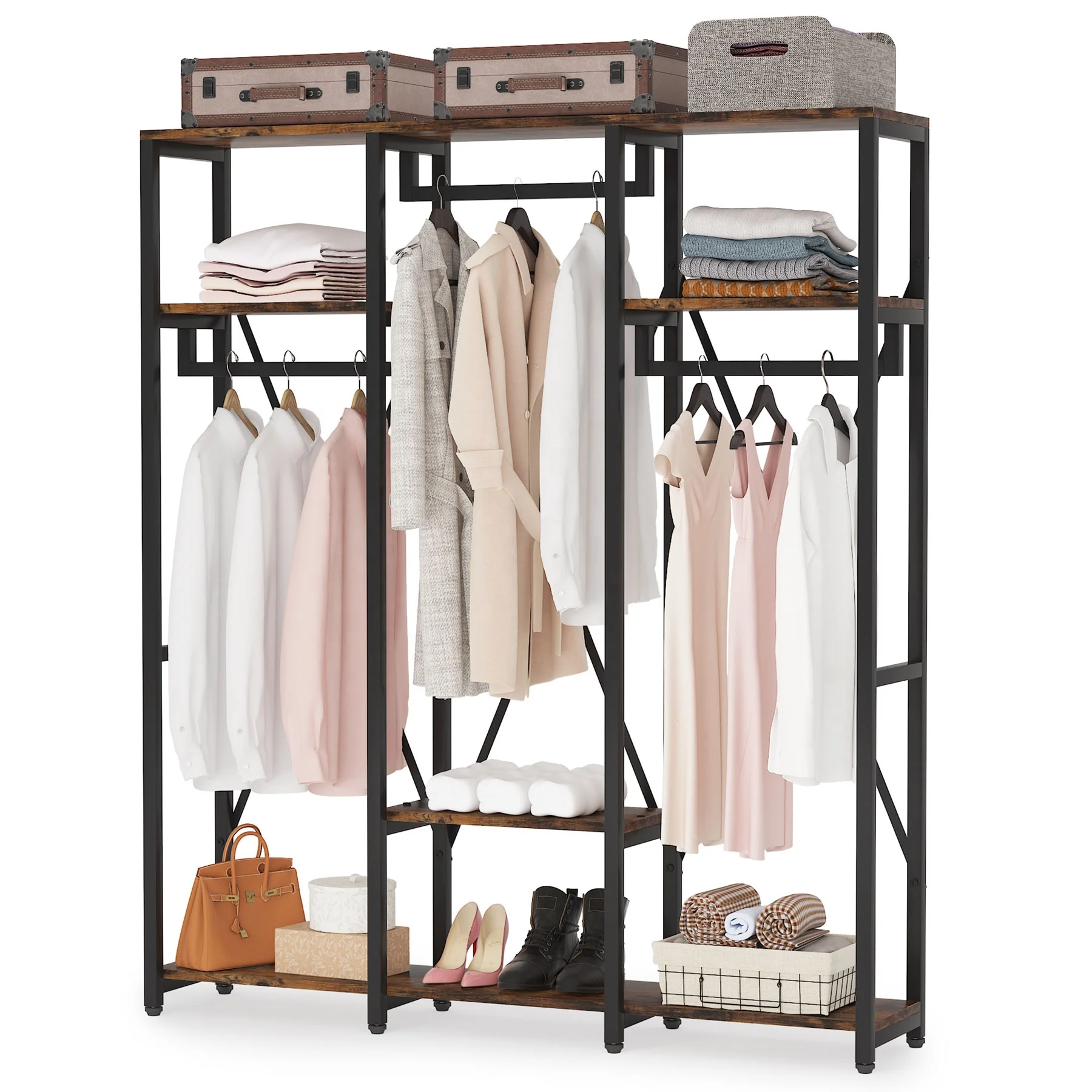 Heavy Duty Freestanding Garment Rack Closet Organizer Systems with Shelves for Hanging Clothes
Heavy Duty Freestanding Garment Rack Closet Organizer Systems with Shelves for Hanging Clothes