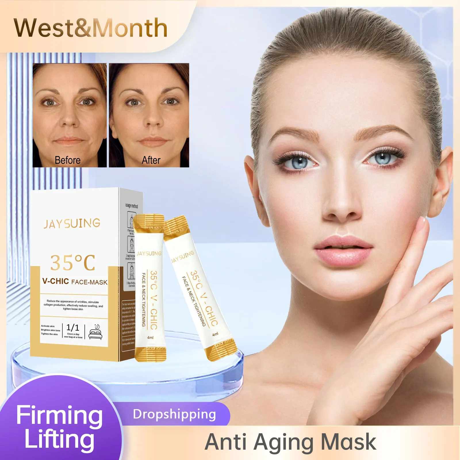 Fade Wrinkle Mask Nourishing Anti-aging Deep Hydrating Firming Cleaning Pores Whitening Replenishment Moisturizing Mask for Face
Fade Wrinkle Mask Nourishing Anti-aging Deep Hydrating Firming Cleaning Pores Whitening Replenishment Moisturizing Mask for Face
