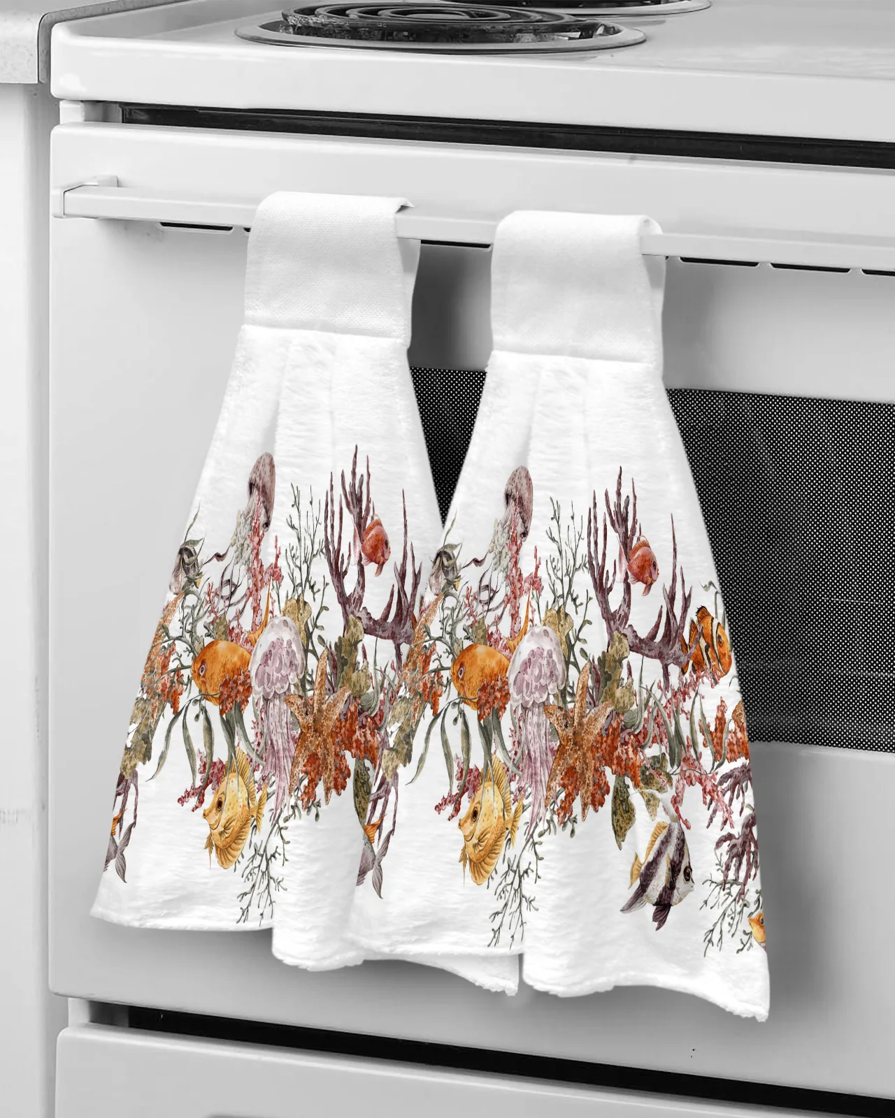 

Морская жизнь Морская звезда Коралловая Медуза полотенца для рук из микрофибры впитывающие полотенца носовой платок кухонная посуда чистящее полотенце