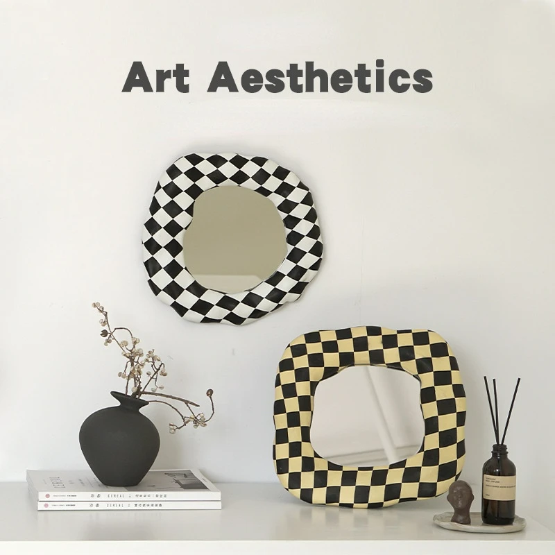 Checkerboard Cosmetic Mirror Irregular Mirror Tray Ornaments Decorative Mirror Wall Mirrors for Living Room Vintage Home Decore
Checkerboard Cosmetic Mirror Irregular Mirror Tray Ornaments Decorative Mirror Wall Mirrors for Living Room Vintage Home Decore