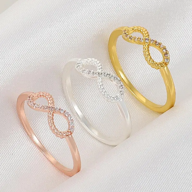 

One Size Infinite Sign Rings for Women Korean Style Crystal Finger Ring New Trend Zinc Alloy Jewelry Accessories Party Gifts