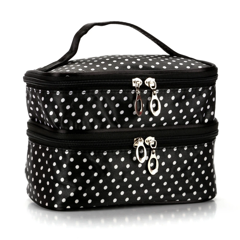New fashion simple dot cosmetic bag, Double-layer Large-capacity wash storage bag, casual women travel makeup bag toiletry case
New fashion simple dot cosmetic bag, Double-layer Large-capacity wash storage bag, casual women travel makeup bag toiletry case