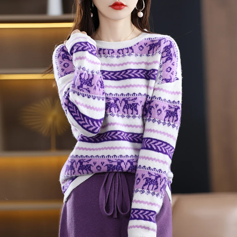 Autumn and winter new women's sweater O-neck 100% wool cashmere pullover women's Korean fashion women's sweater base
Autumn and winter new women's sweater O-neck 100% wool cashmere pullover women's Korean fashion women's sweater base