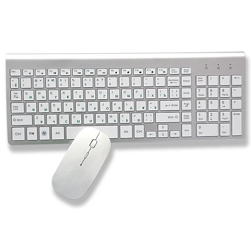 2.4G Wireless Thin Keyboard and Rechargeable Mouse Combo English/Russian Letters Keyboard set Silent Key For Computer laptop PC
2.4G Wireless Thin Keyboard and Rechargeable Mouse Combo English/Russian Letters Keyboard set Silent Key For Computer laptop PC