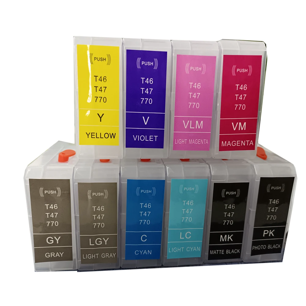 Europe T46S T46Y T47A Refillable Ink Cartridge No Chip For Epson SureColor SC-P700 SC-P900 P700 P900 Printers
Europe T46S T46Y T47A Refillable Ink Cartridge No Chip For Epson SureColor SC-P700 SC-P900 P700 P900 Printers