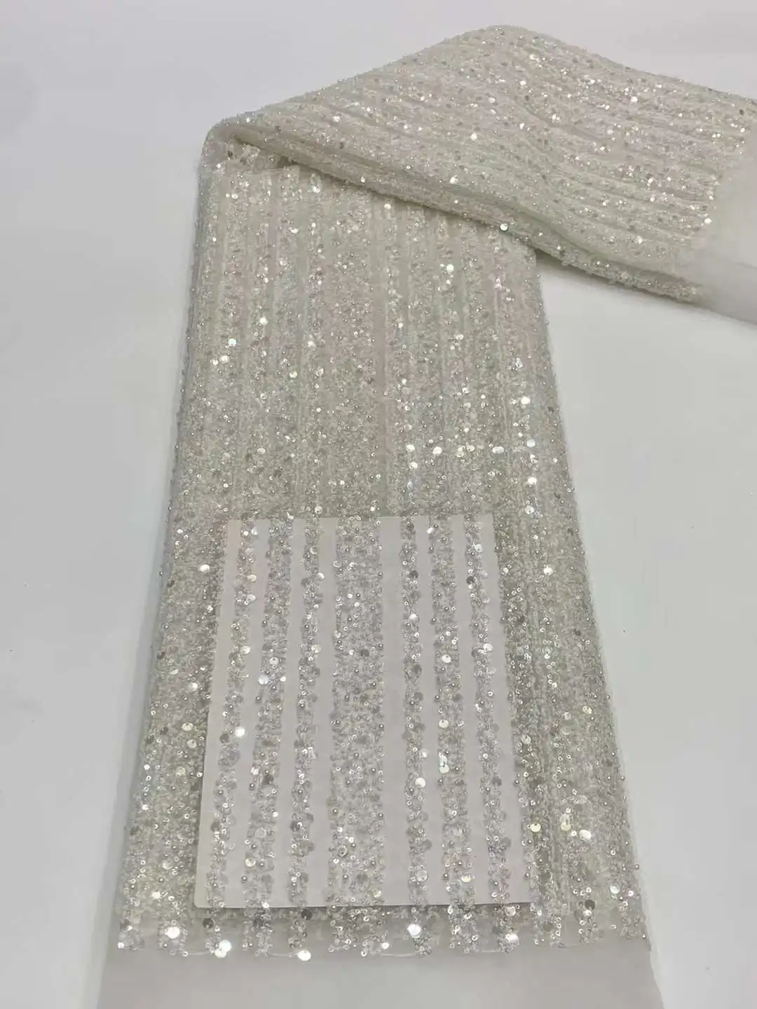 13SUBridal Lace Fabric Stripes Luxury Beaded Sequin Wedding Dress Advanced Custom-made Sewing Fabric
13SUBridal Lace Fabric Stripes Luxury Beaded Sequin Wedding Dress Advanced Custom-made Sewing Fabric