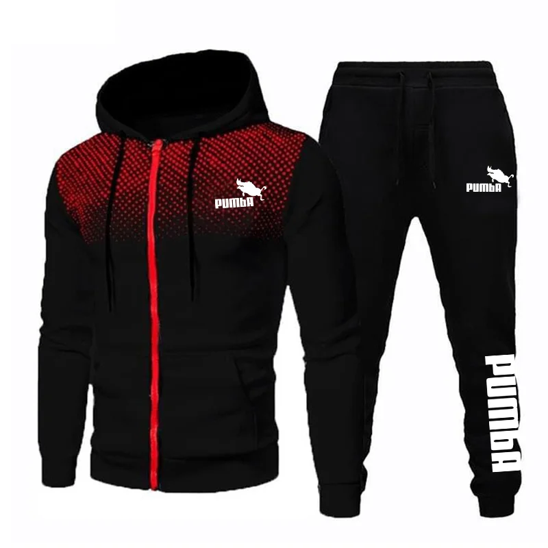 

2023 New Arrival Mens Zipper Tracksuit Hoodies and Black Sweatpants High Quality Male Daily Casual Sports Jackets Jogging Suit