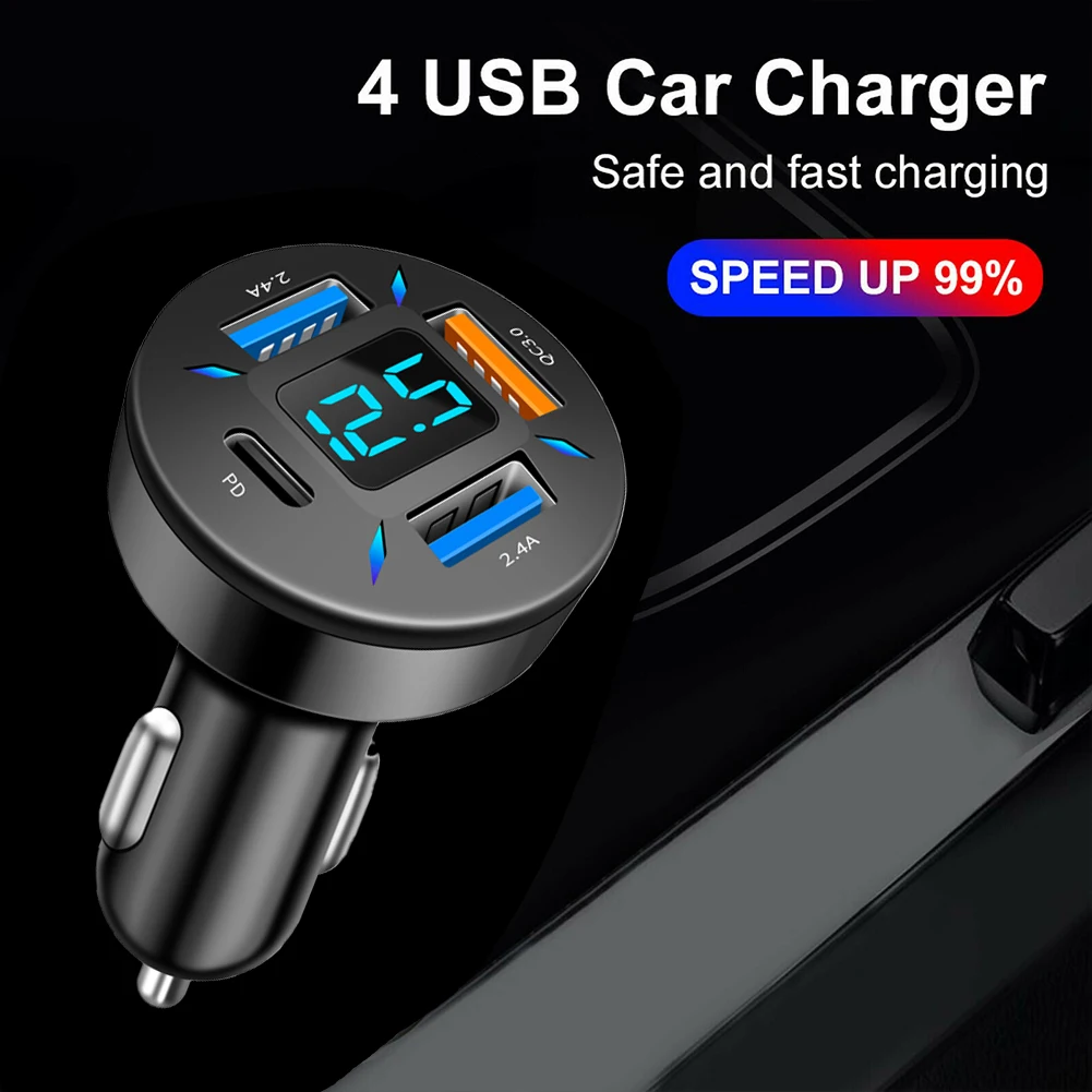 Автомобильное зарядное устройство с 4 USB-портами, адаптер для быстрой зарядки прикуривателя
Автомобильное зарядное устройство с 4 USB-портами, адаптер для быстрой зарядки прикуривателя