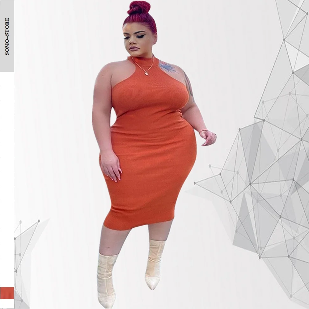 Sexy Hanging Neck Sleeveless Plus Size Dress Casual Style O Neck Mid Waist Stretch Tight Elegant Dresses Wholesale Dropshipping
Sexy Hanging Neck Sleeveless Plus Size Dress Casual Style O Neck Mid Waist Stretch Tight Elegant Dresses Wholesale Dropshipping