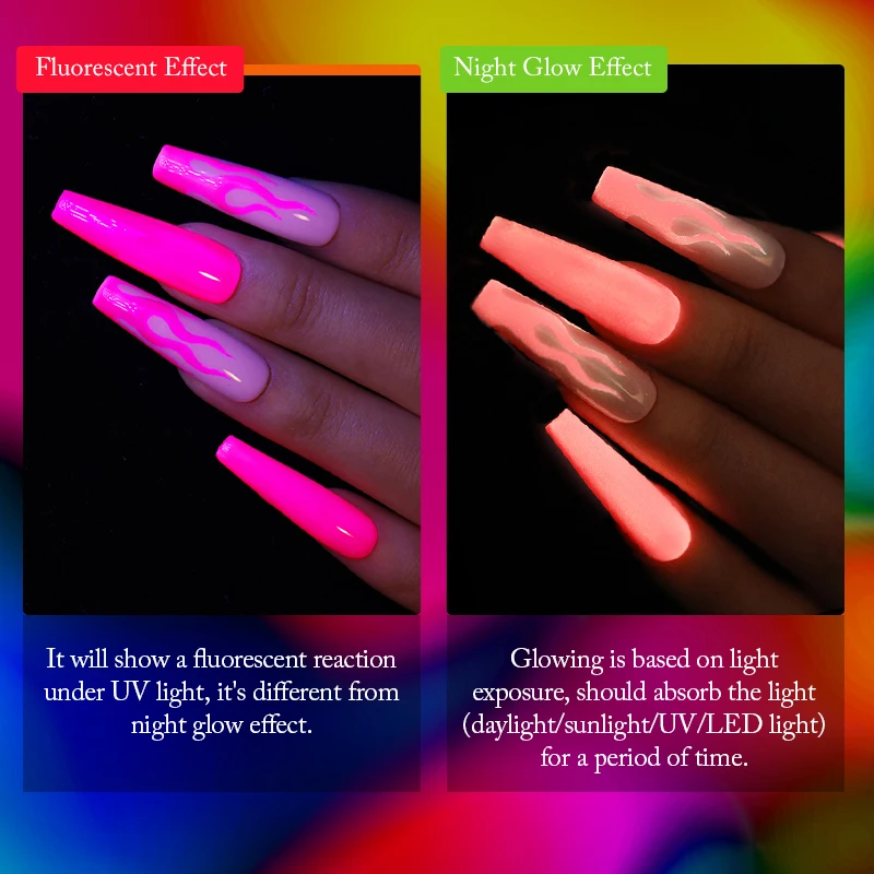 UR SUGAR 7.5ml Yellow Neon Luminous Gel Nail Polish Fluorescent Green Orange Glow In Dark UV LED Semi Permanent Soak Of |