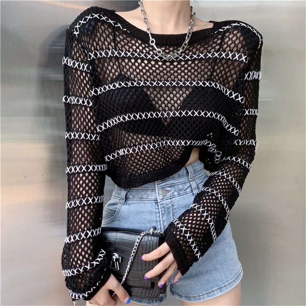 Alien Kitty Sunscreen Women Knitwear Sweater T-Shirts Stripes Hollow Out New 2022 OL Loose Chic Casual Summer All Match Tees
Alien Kitty Sunscreen Women Knitwear Sweater T-Shirts Stripes Hollow Out New 2022 OL Loose Chic Casual Summer All Match Tees