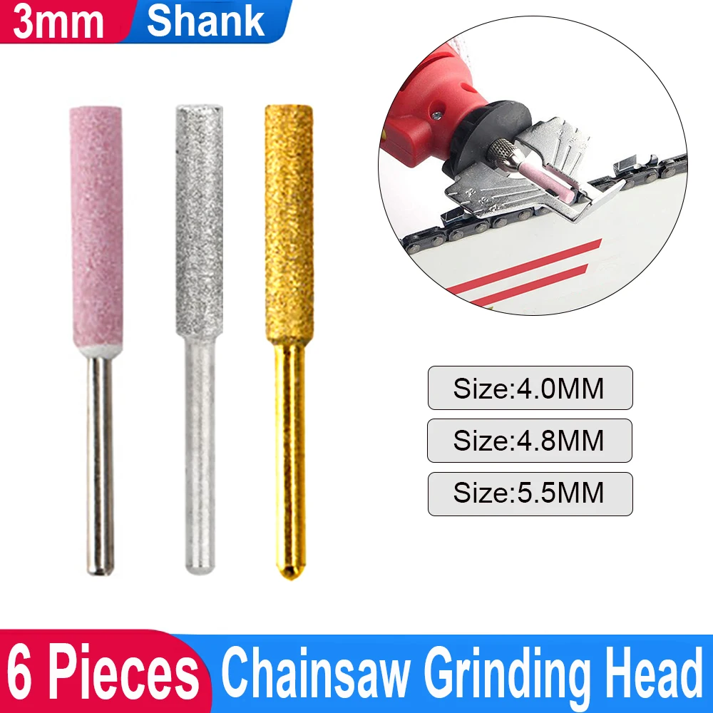 6Pcs Chainsaw Grinding Head Ceramic Diamond Titanium Polishing Bits 4.0/4.8/5.5mm Chainsaw Sharpener for Chainsaw Sharping
6Pcs Chainsaw Grinding Head Ceramic Diamond Titanium Polishing Bits 4.0/4.8/5.5mm Chainsaw Sharpener for Chainsaw Sharping