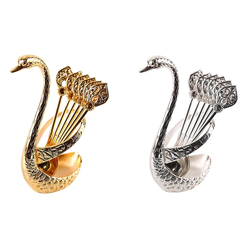 Creative Dinnerware Set Decorative Swan Base Holder With 6 Spoons For Coffee Fruit Dessert Stirring Coffee Tea Spoon
Creative Dinnerware Set Decorative Swan Base Holder With 6 Spoons For Coffee Fruit Dessert Stirring Coffee Tea Spoon