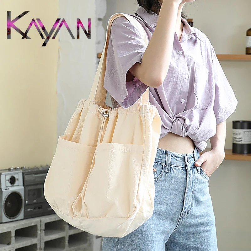 

Fashion Trend Designer Causal Canvas Women Bag Multi-Pocket Ladies Shoulder Bag Solid Color Large Capacity Hobo For Student