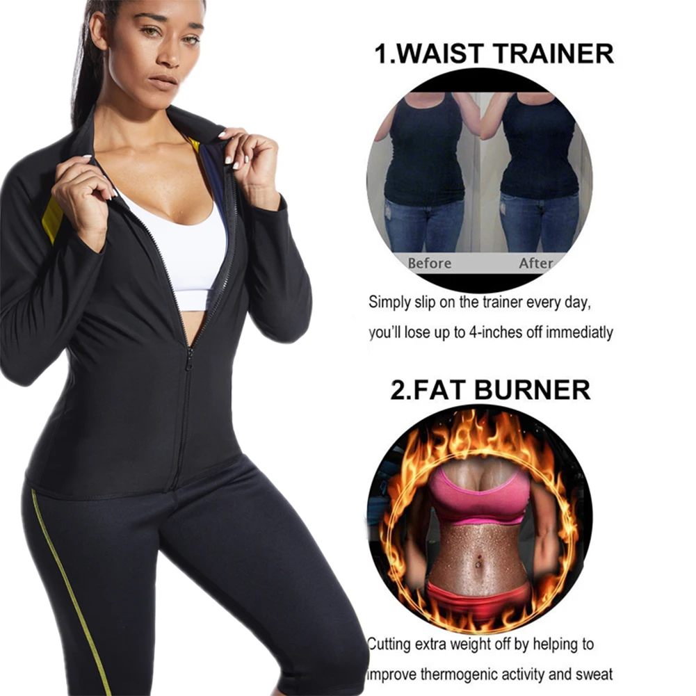 Sauna Suit Women Sweat Long Sleeve For Yoga Sport Running Thermo Shaper Slimming Workout Gym Zipper Fitness Waist Trainer New
Sauna Suit Women Sweat Long Sleeve For Yoga Sport Running Thermo Shaper Slimming Workout Gym Zipper Fitness Waist Trainer New