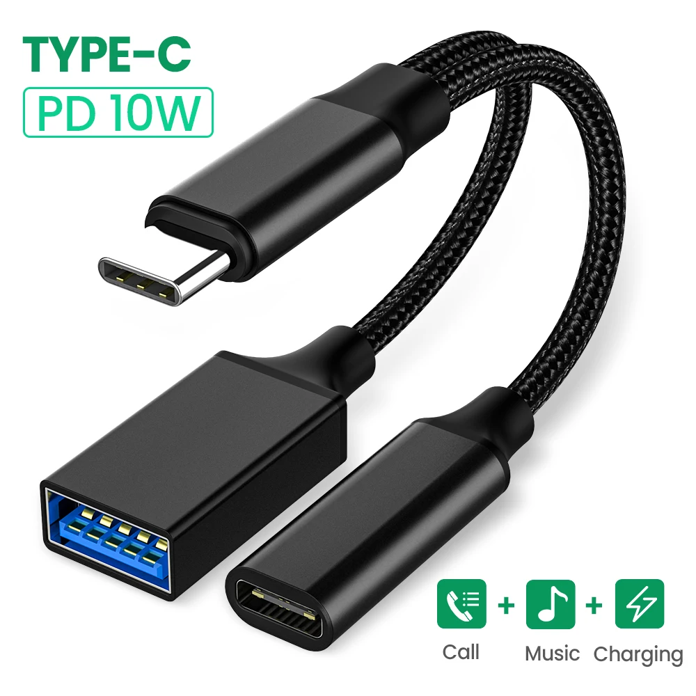 USB C OTG Cable Phone Adapter 2in1 Type C Male To USB C Female Charging Port with USB Female Splitter Adapter for Samsung Xiaomi
USB C OTG Cable Phone Adapter 2in1 Type C Male To USB C Female Charging Port with USB Female Splitter Adapter for Samsung Xiaomi