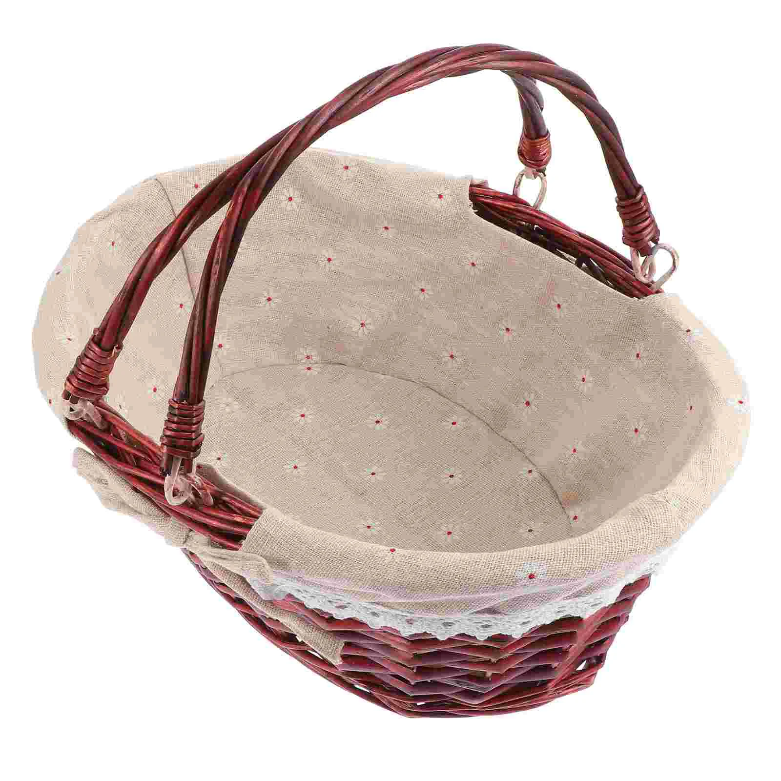 

Basket Woven Rattan Wicker Storage Tray Baskets Picnic Container Flower Bin Snacks Shopping Serving Snack Sundries Home