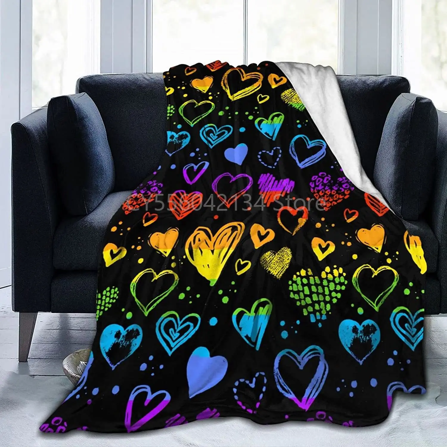 Pride Rainbow Blanket Throw Blanket for All Season Warm Fluffy Lightweight Thermal Fleece Blanket for Outdoor Indoor 
Pride Rainbow Blanket Throw Blanket for All Season Warm Fluffy Lightweight Thermal Fleece Blanket for Outdoor Indoor