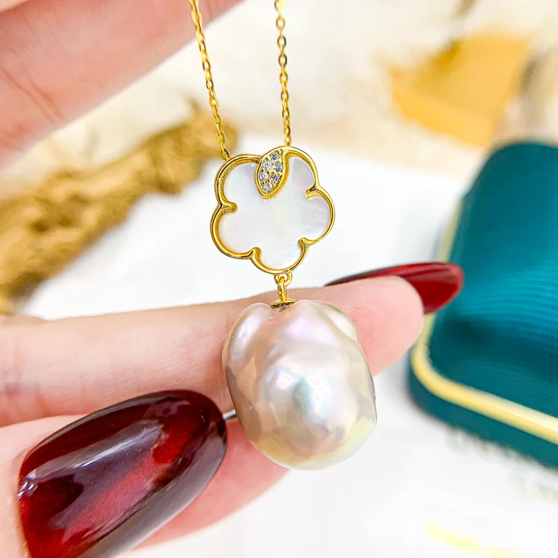 MeiBaPJ Natural Baroque Pearl Fashion Flower Pendant Necklace 925 Silver Fine Wedding Jewelry for Women
MeiBaPJ Natural Baroque Pearl Fashion Flower Pendant Necklace 925 Silver Fine Wedding Jewelry for Women