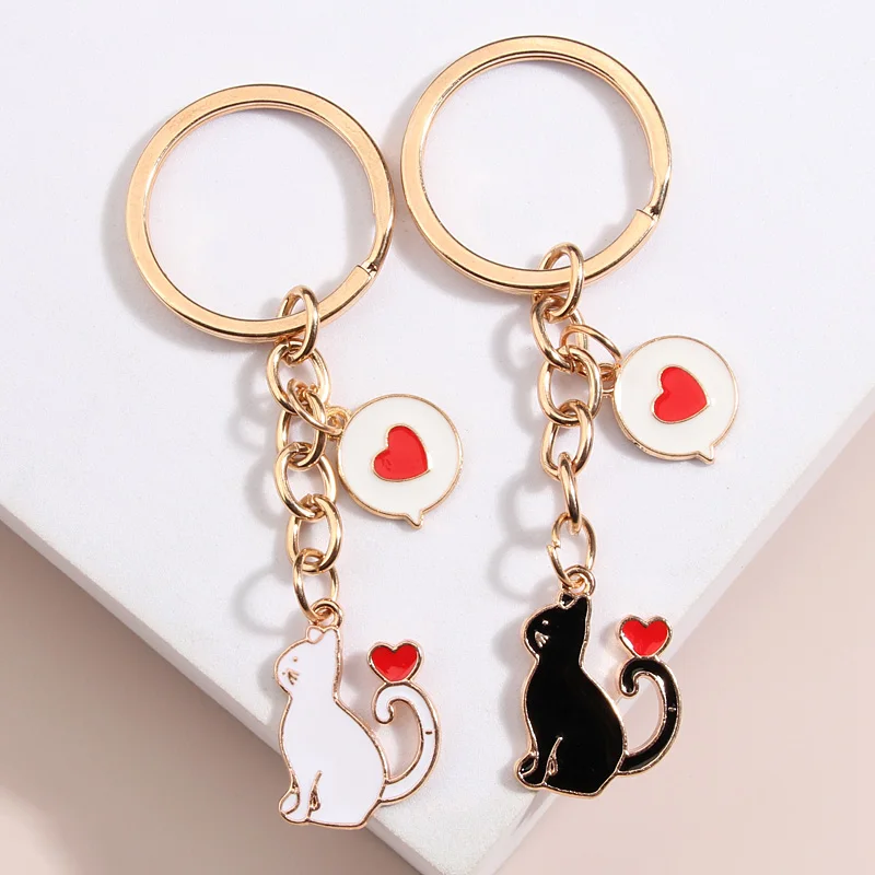 Cute Enamel Keychain Heart Cat Key Ring Animal Key Chains Valentine's Day Gifts For Couple Lovers DIY Handmade Simple Jewelry
Cute Enamel Keychain Heart Cat Key Ring Animal Key Chains Valentine's Day Gifts For Couple Lovers DIY Handmade Simple Jewelry