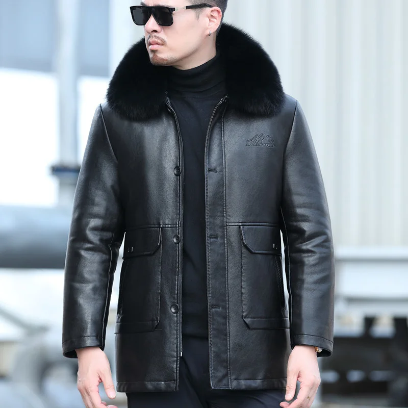 YXL-839 Men's Leather Jacket Natural Sheepskin Casual Cotton Clothes Removable Liner Fox Fur Collar Mid-Length Winter
YXL-839 Men's Leather Jacket Natural Sheepskin Casual Cotton Clothes Removable Liner Fox Fur Collar Mid-Length Winter