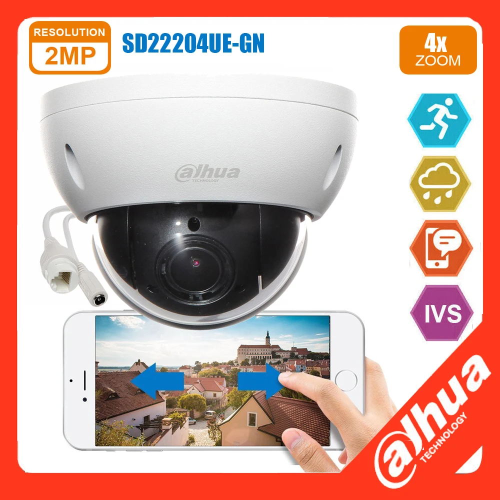 Оригинальная фотокамера Dahua SD22204UE-GN металлическая оболочка Водонепроницаемая камера IP66 full HD купольная сетевая IP-камера DH-SD22204UE-GN
Оригинальная фотокамера Dahua SD22204UE-GN металлическая оболочка Водонепроницаемая камера IP66 full HD купольная сетевая IP-камера DH-SD22204UE-GN