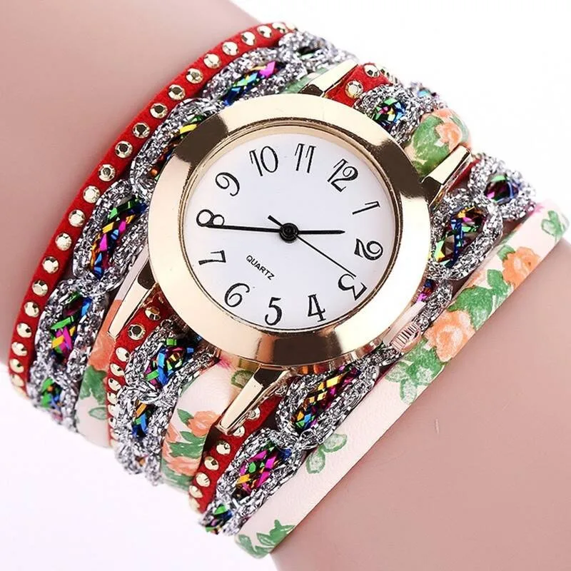 

Watches Women Popular Quartz Watch Luxury Bracelet Flower Gemstone Wristwatch Zegarek Damski часы женские Relogio Feminino Hot
