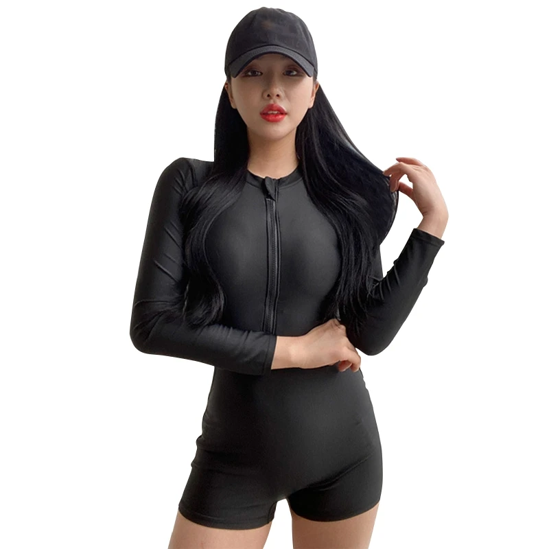 Women's One-piece Traditional Swimsuit Long Sleeve Bathing Suit Boxer Pants Beachwear Suit Zipper Bodysuit Swimming Suit
Women's One-piece Traditional Swimsuit Long Sleeve Bathing Suit Boxer Pants Beachwear Suit Zipper Bodysuit Swimming Suit