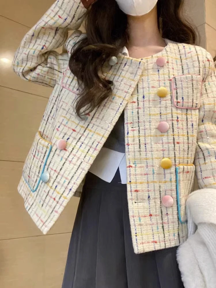 Tingfly 2024 Winter Autumn Double Breasted Tweed Jacket Coats France Chic Colorful Plaid Casual Street Outerwear Overcoats
Tingfly 2024 Winter Autumn Double Breasted Tweed Jacket Coats France Chic Colorful Plaid Casual Street Outerwear Overcoats