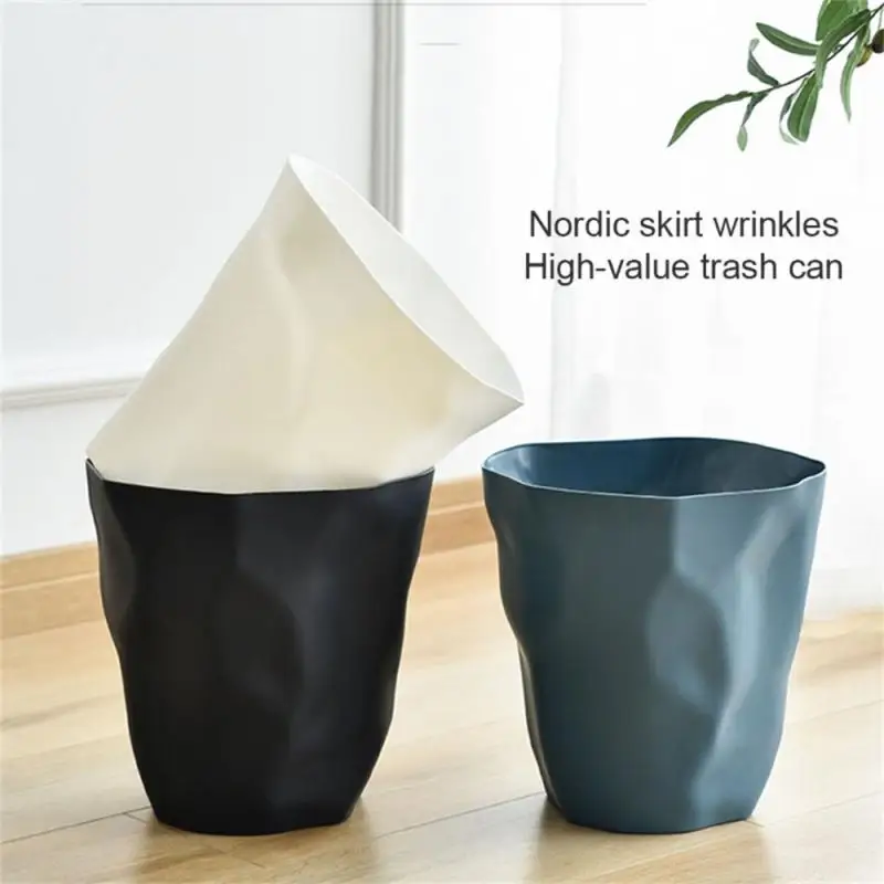 

Nordic Style Irregular Trash Can Modern Solid Color Plastic Garbage Rubbish Bin Food Waste Basket Basin Bucket Flower Pot Disk