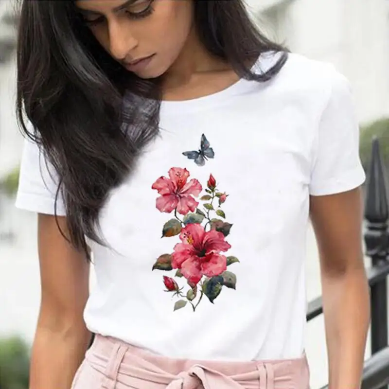Fashion Floral Flower Butterfly Printed T Shirt Women Tops Summer Short Sleeve Tee Shirt Femme Casual Harajuku Camiseta Mujer
Fashion Floral Flower Butterfly Printed T Shirt Women Tops Summer Short Sleeve Tee Shirt Femme Casual Harajuku Camiseta Mujer