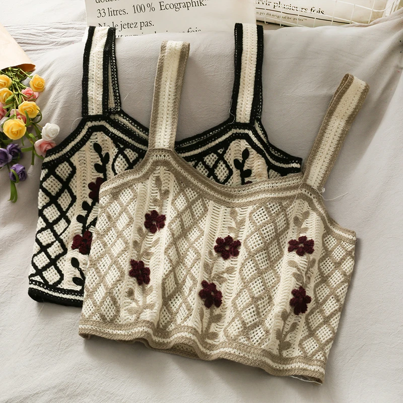 Spaghetti strap tanke top woman knitted crop tops off shoulder flowers camisole sleeveless camis for women 2022 new ins
Spaghetti strap tanke top woman knitted crop tops off shoulder flowers camisole sleeveless camis for women 2022 new ins
