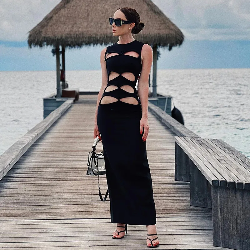 Summer New Party Club Clothing Fashion Sexy Solid Color Round Neck Sleeveless Hollow Hollow Slim Fit Zipper Long Dress
Summer New Party Club Clothing Fashion Sexy Solid Color Round Neck Sleeveless Hollow Hollow Slim Fit Zipper Long Dress