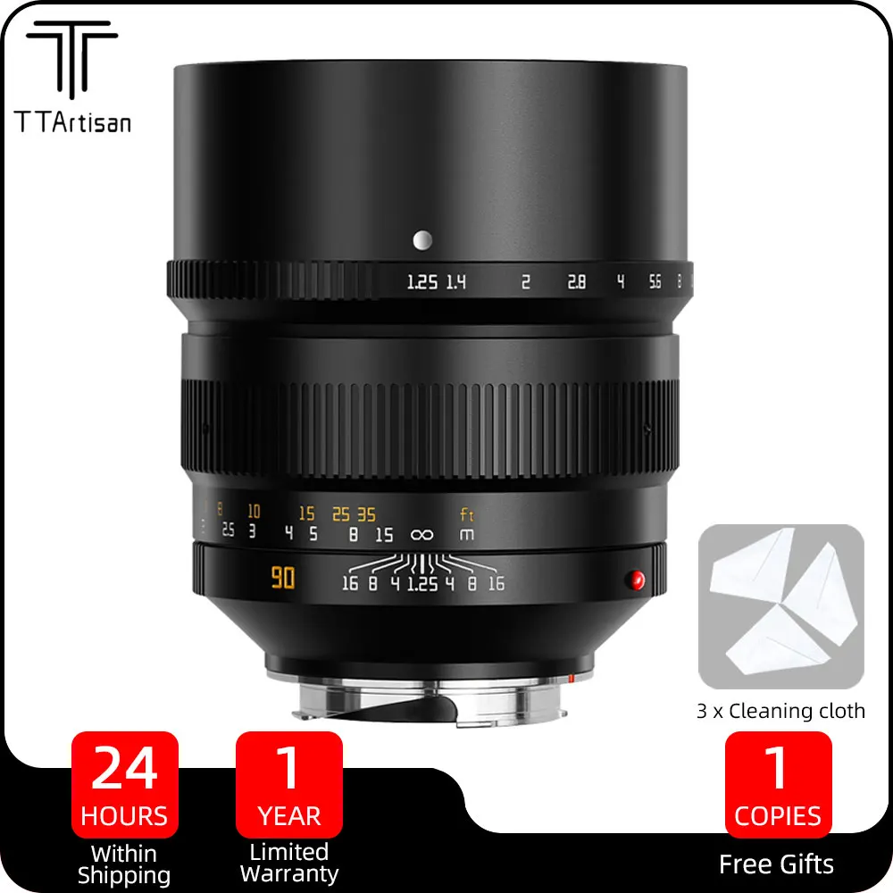 

TTArtisan 90mm f1.25 Manual Focus Full Frame Large Aperture Lens for Leica M Mount M10 M240 M9 M9P M8 M7 M6 M3 Camera Lente