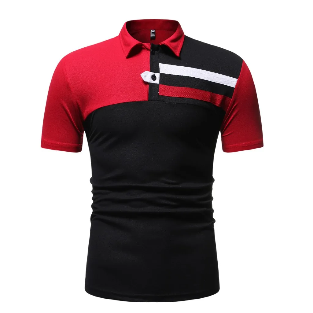 Рубашка-поло мужская облегающая с коротким рукавом, красная, размер xxl 
Рубашка-поло мужская облегающая с коротким рукавом, красная, размер xxl