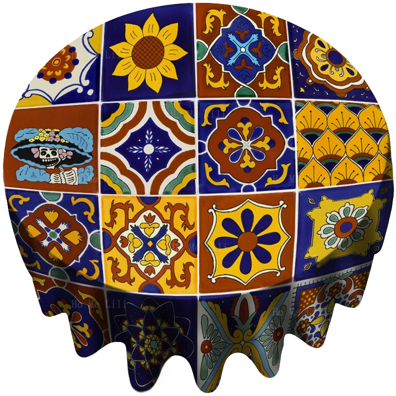 

Мексиканская мозаичная настенная плитка Talavera испанская средиземноморская красочная круглая скатерть от Ho Me Lili для настольного декора
