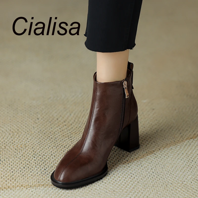 Cialisa Short Boots Ladies 2023 Autumn Winter Women Shoes Round Toe Handmade Genuine Leather High Heel Zipper Ankle Boots Black
Cialisa Short Boots Ladies 2023 Autumn Winter Women Shoes Round Toe Handmade Genuine Leather High Heel Zipper Ankle Boots Black