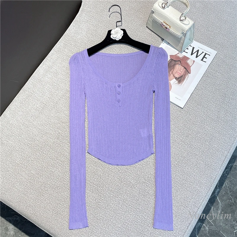2022 Summer Skinny Knit T-Shirt for Women New All-Matching Sexy Candy Color Tight Round Neck Long Sleeve Sun Protection Top
2022 Summer Skinny Knit T-Shirt for Women New All-Matching Sexy Candy Color Tight Round Neck Long Sleeve Sun Protection Top