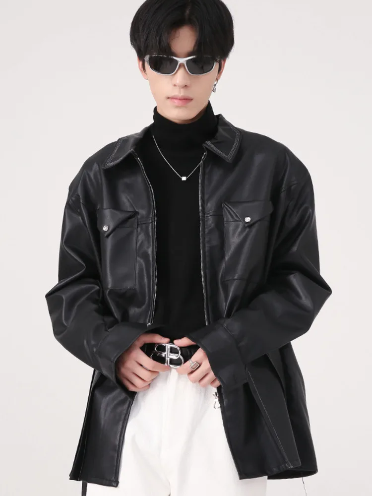 SYUHGFA Men Clothing 2022 Autumn Turn Down Collar Long Sleeve Pleated PU Leather Shirt For Men Two Pockets Loose Shirts
SYUHGFA Men Clothing 2022 Autumn Turn Down Collar Long Sleeve Pleated PU Leather Shirt For Men Two Pockets Loose Shirts