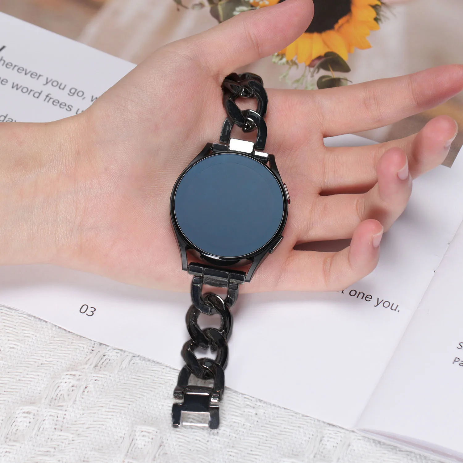 Браслет-цепочка для Samsung Galaxy Watch Active 2 3 4 5 40/44 мм классический браслет Huawei GT/2e Pro Amazfit