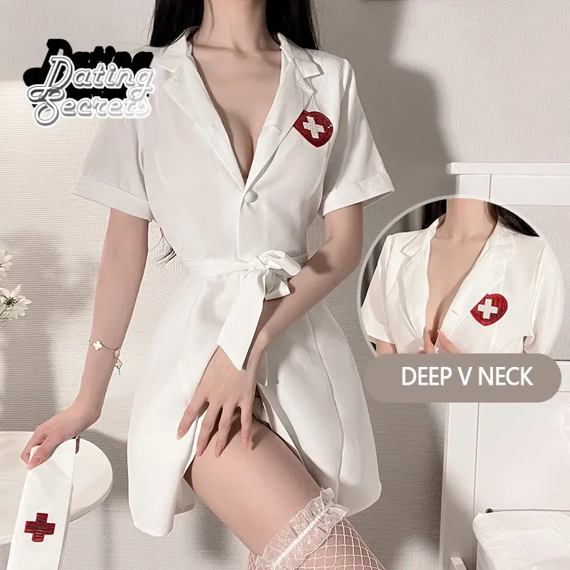Lingerie Sexy Costume Cosplay Nurse Uniform Dress Solid Color Skirt Uniform Lapel Collar Front Button Closure Night 2 Pack Set
Lingerie Sexy Costume Cosplay Nurse Uniform Dress Solid Color Skirt Uniform Lapel Collar Front Button Closure Night 2 Pack Set