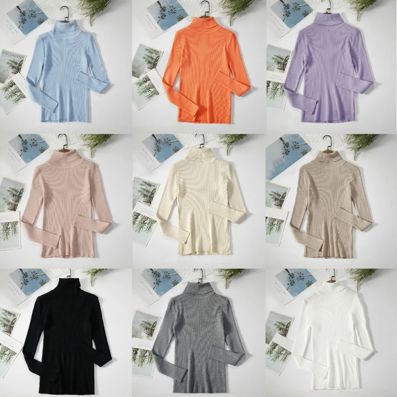 Женский пуловер, водолазка, свитер, Осенний облегающий вязаный джемпер с длинным рукавом, Топ 
Женский пуловер, водолазка, свитер, Осенний облегающий вязаный джемпер с длинным рукавом, Топ