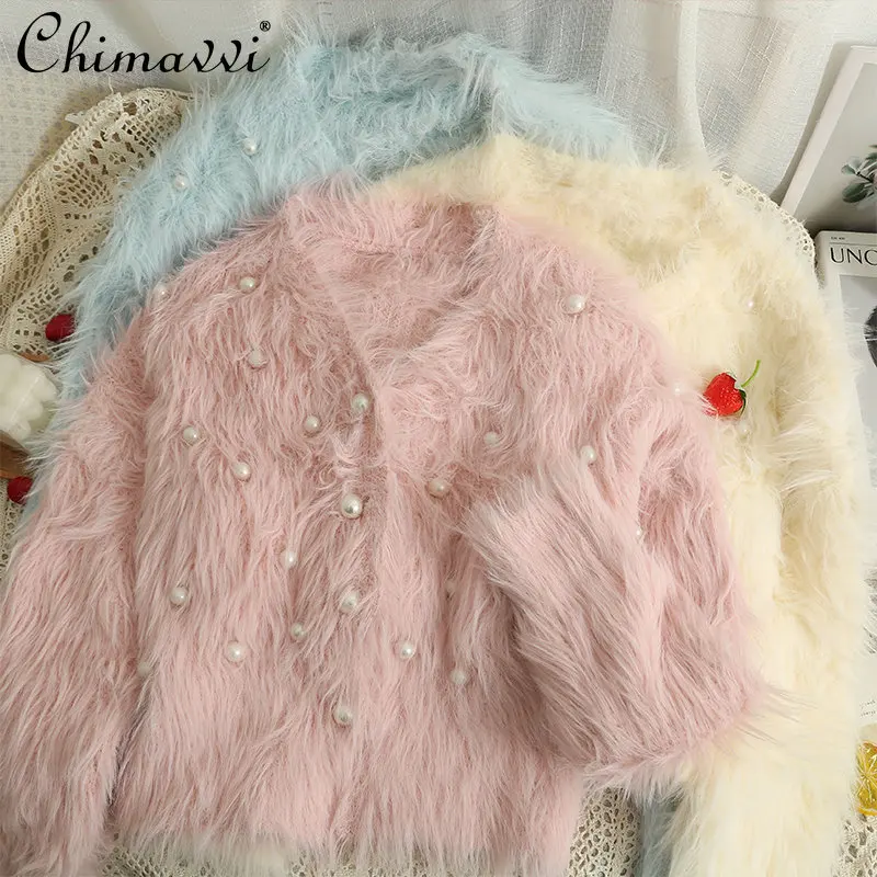 Spring and Autumn New Fashion All-Match Beaded Low Collar Cardigan Coat Women's Sweet Slim Fit Elegant Long Sleeve Sweater
Spring and Autumn New Fashion All-Match Beaded Low Collar Cardigan Coat Women's Sweet Slim Fit Elegant Long Sleeve Sweater