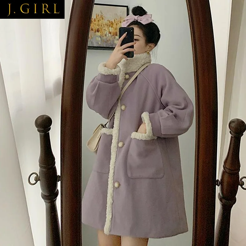 Wool Blends Women Sweet Design Lambswool Korean Coats Gentle Single Breasted Warm Thicker Outwear Girls Princess Preppy Style
Wool Blends Women Sweet Design Lambswool Korean Coats Gentle Single Breasted Warm Thicker Outwear Girls Princess Preppy Style