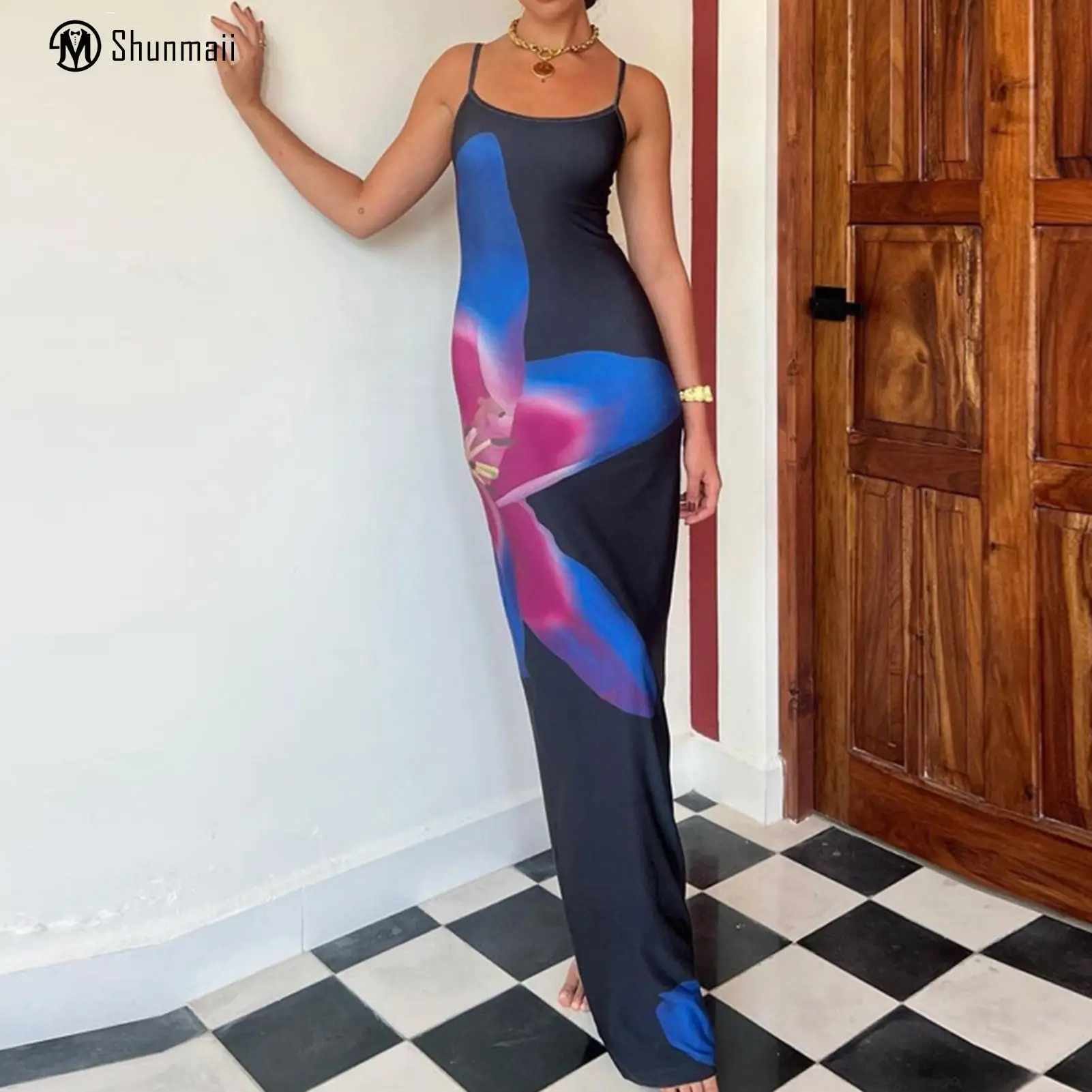 Ladies Sling Dress Backless Printed Women Cocktail Maxi Dress Sleeveless Summer Fashion Elegant Split Party Club Vestidos 
Ladies Sling Dress Backless Printed Women Cocktail Maxi Dress Sleeveless Summer Fashion Elegant Split Party Club Vestidos