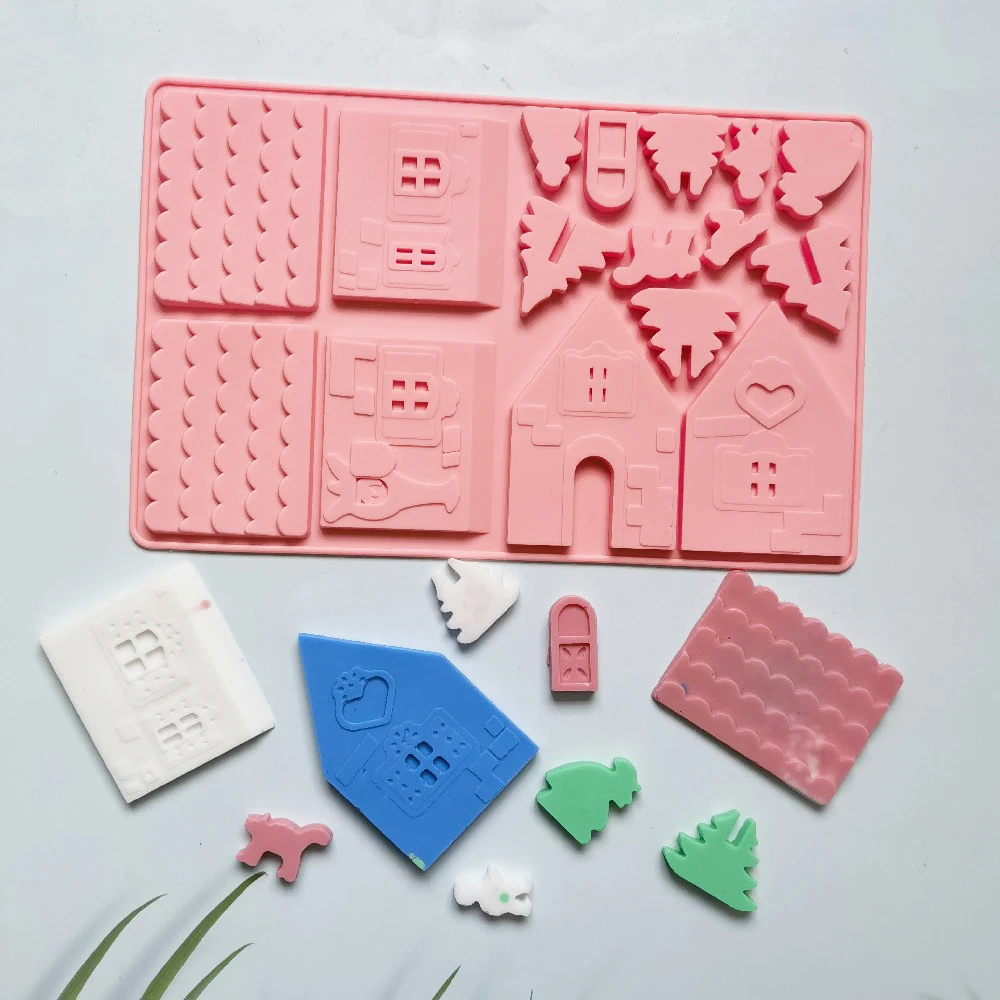 Building block Christmas House Chocolate Mold Silicone mould Gingerbread House Cookie Mold For Cake Fudge Christmas Decoration 
Building block Christmas House Chocolate Mold Silicone mould Gingerbread House Cookie Mold For Cake Fudge Christmas Decoration
